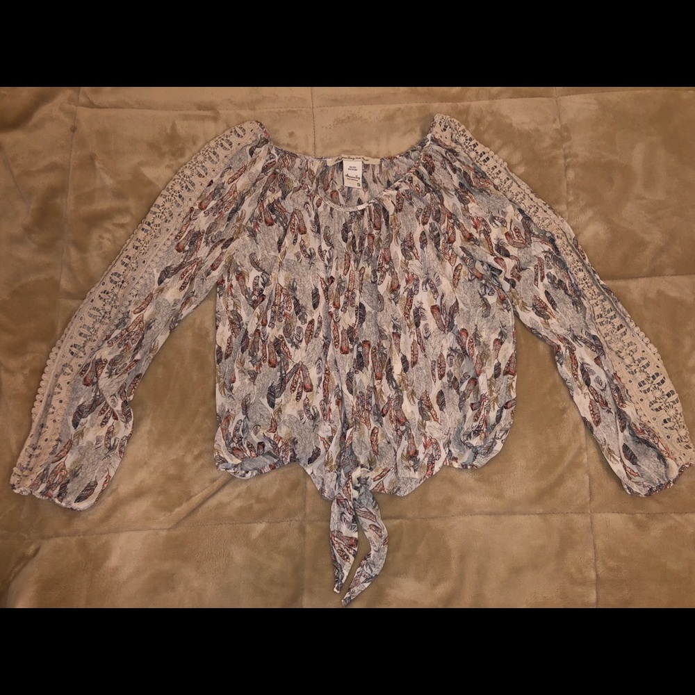 American Rag Feather Pattern Long Sleeve Shirt